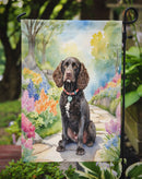 American Water Spaniel Spring Path Garden Flag  – Dog-Themed Floral Outdoor Decor