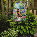 Bloodhound Spring Path Garden Flag  – Dog-Themed Floral Outdoor Decor