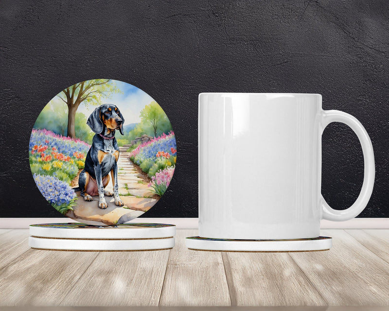 Bluetick Coonhound Spring Path Large Sandstone Coasters Pack of 4
