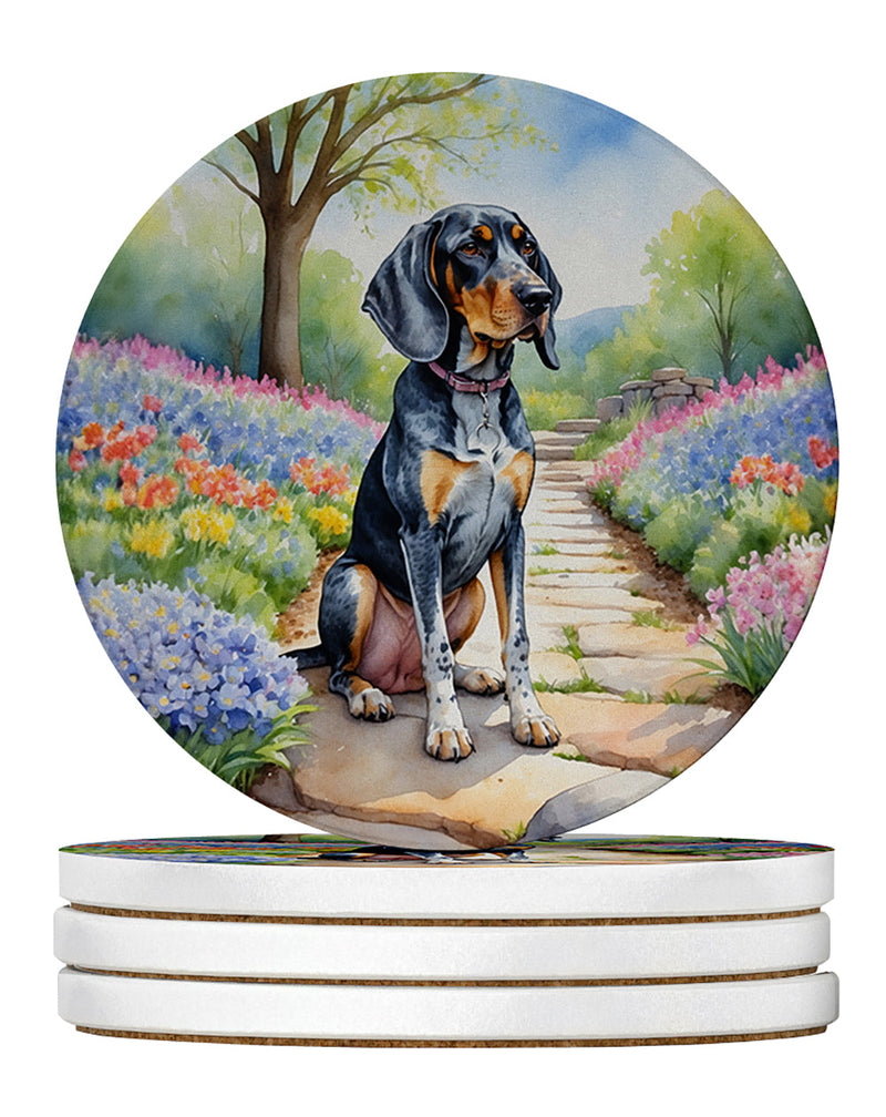 Bluetick Coonhound Spring Path Large Sandstone Coasters Pack of 4