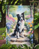Border Collie Spring Path Garden Flag  – Dog-Themed Floral Outdoor Decor