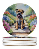 Border Terrier Spring Path Large Sandstone Coasters Pack of 4