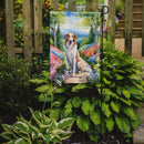 Borzoi Spring Path Garden Flag  – Dog-Themed Floral Outdoor Decor
