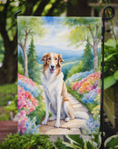 Borzoi Spring Path Garden Flag  – Dog-Themed Floral Outdoor Decor
