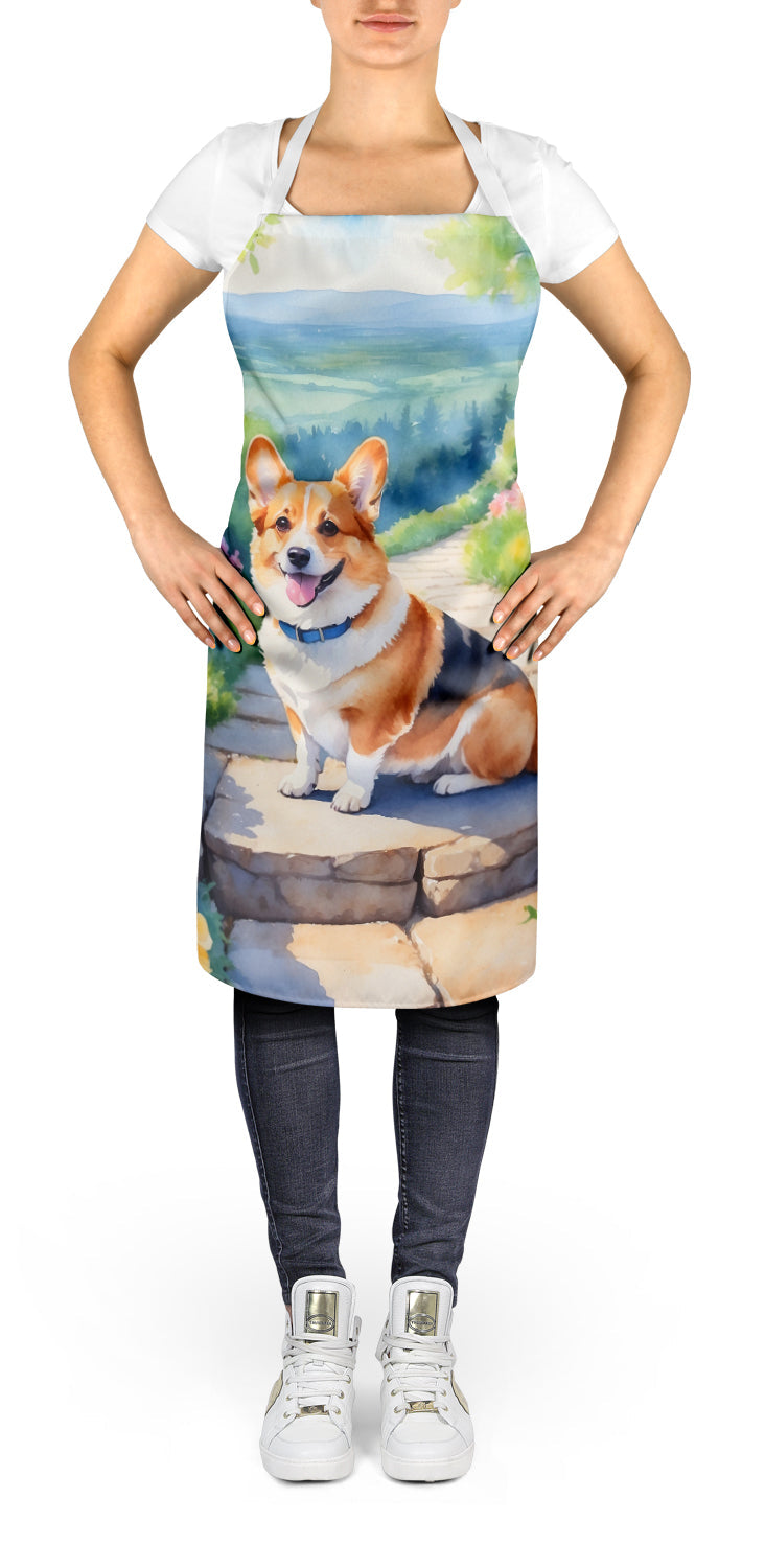 Corgi Spring Path Apron – Artist-Designed Kitchen, BBQ & Craft Apron