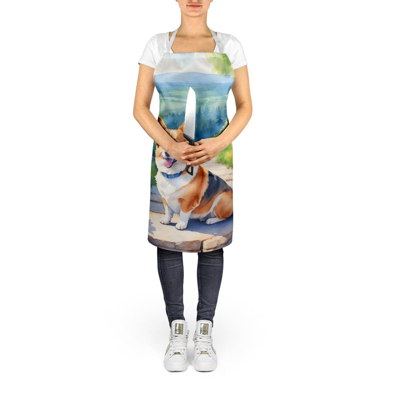 Corgi Spring Path Apron – Artist-Designed Kitchen, BBQ & Craft Apron
