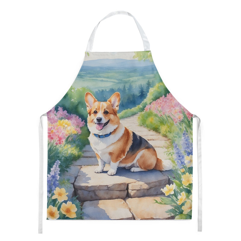 Corgi Spring Path Apron – Artist-Designed Kitchen, BBQ & Craft Apron