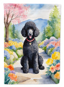 Black Poodle Spring Path Garden Flag  – Dog-Themed Floral Outdoor Decor