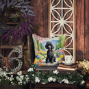 Black Poodle Spring Path Throw Pillow - 14x14 Decorative Pillow – Art for Your Home & Patio