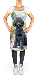 Black Poodle Spring Path Apron – Artist-Designed Kitchen, BBQ & Craft Apron