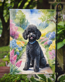 Black Poodle Spring Path Garden Flag  – Dog-Themed Floral Outdoor Decor