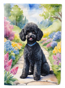 Black Poodle Spring Path Garden Flag  – Dog-Themed Floral Outdoor Decor