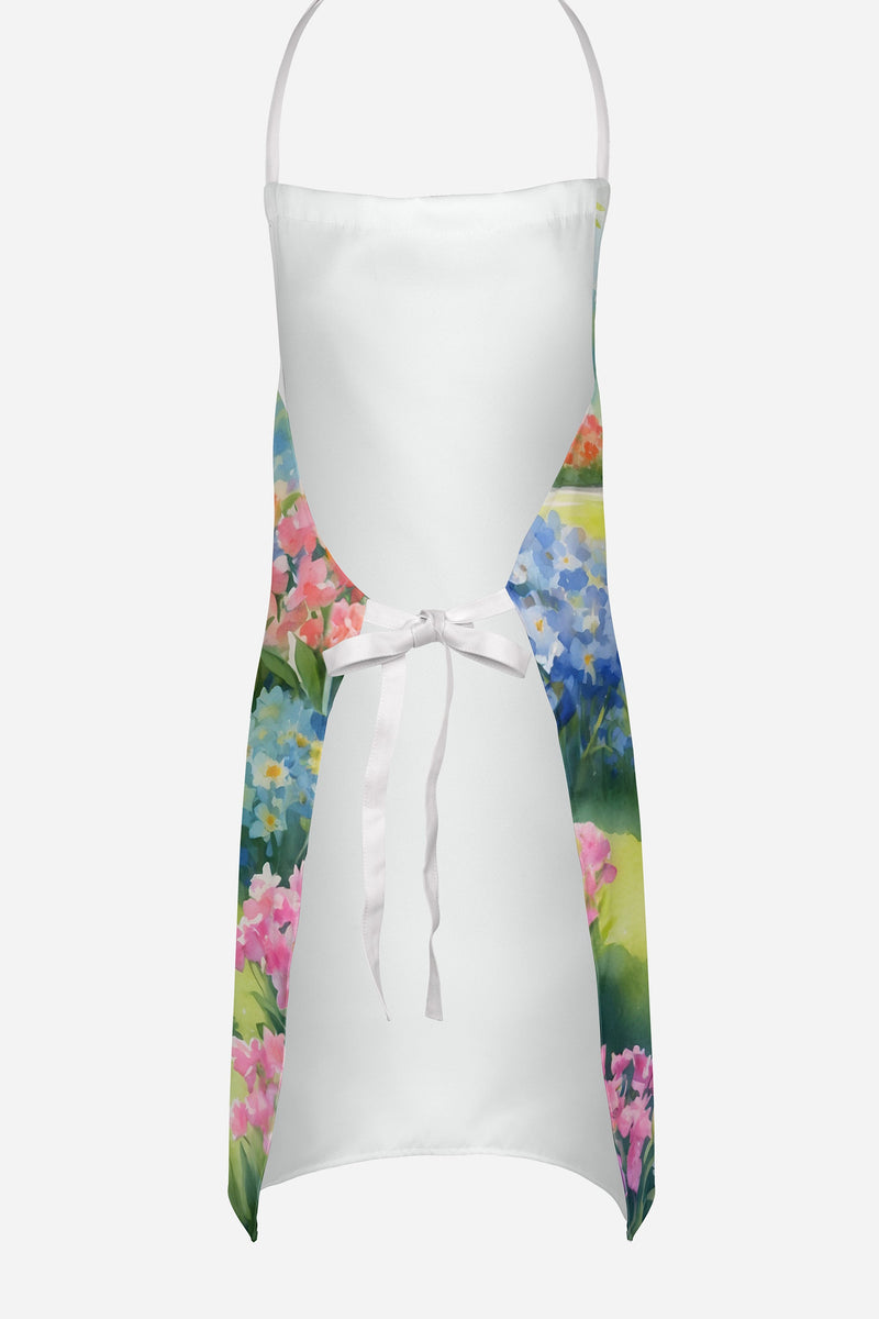 Black Pug Spring Path Apron – Artist-Designed Kitchen, BBQ & Craft Apron