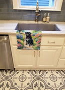 Black Pug Spring Path Kitchen Towel