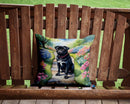 Black Pug Spring Path Throw Pillow - 14x14 Decorative Pillow – Art for Your Home & Patio