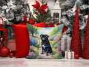 Black Pug Spring Path Throw Pillow - 14x14 Decorative Pillow – Art for Your Home & Patio
