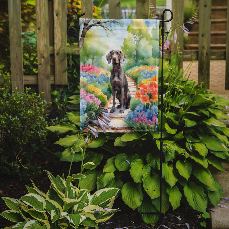 Weimaraner Spring Path Garden Flag  – Dog-Themed Floral Outdoor Decor