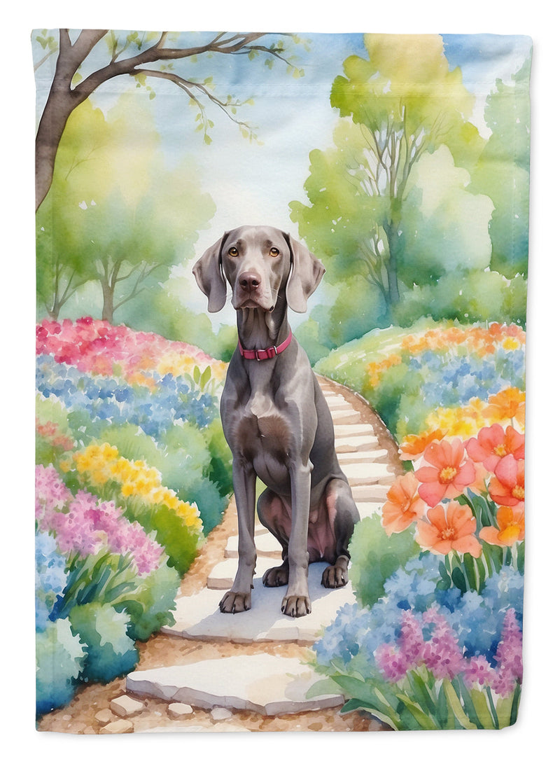 Weimaraner Spring Path Garden Flag  – Dog-Themed Floral Outdoor Decor