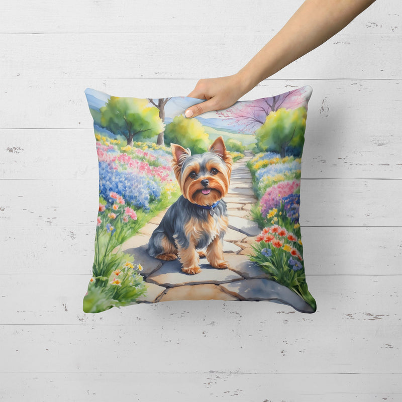 Yorkshire Terrier Spring Path Throw Pillow