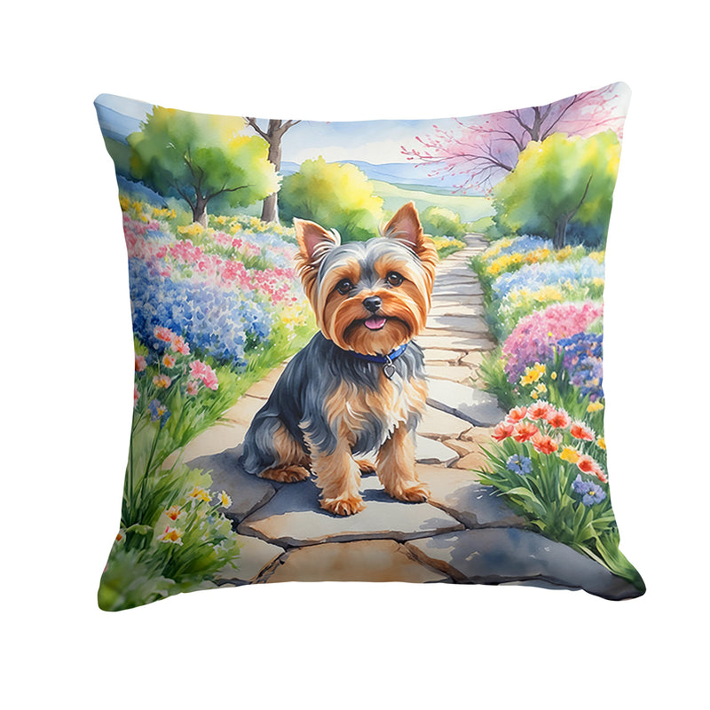 Yorkshire Terrier Spring Path Throw Pillow