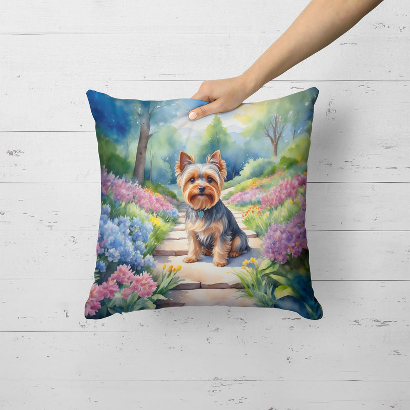 Yorkshire Terrier Spring Path Throw Pillow