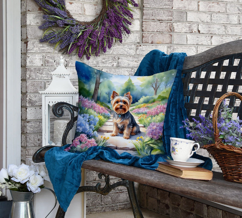 Yorkshire Terrier Spring Path Throw Pillow