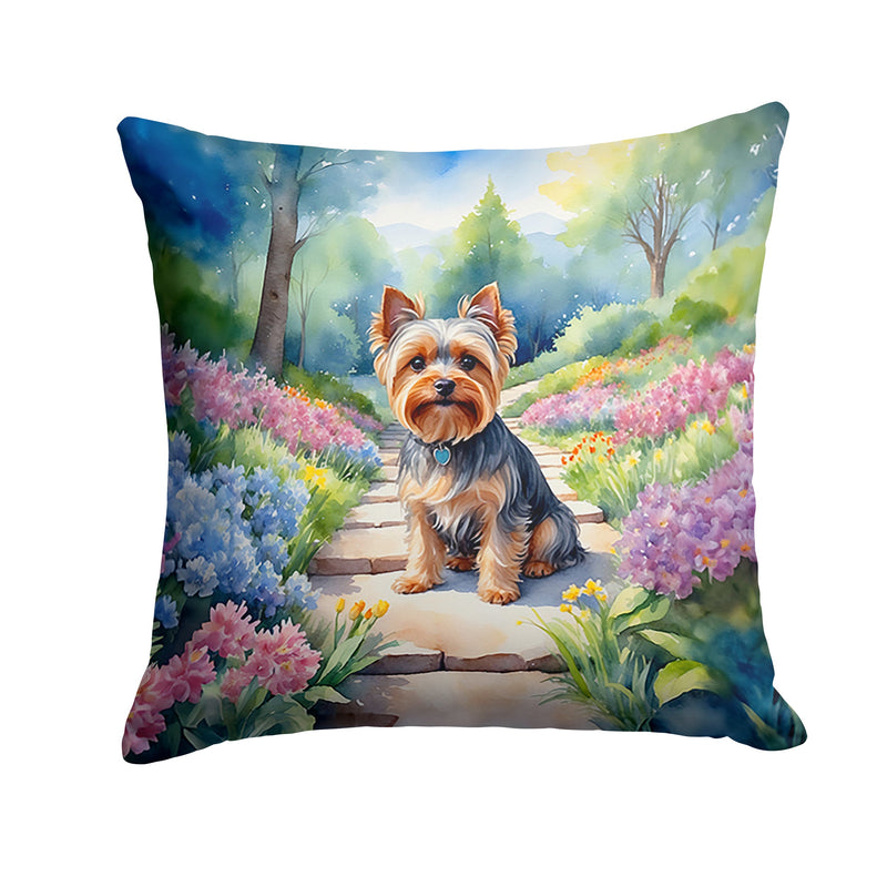 Yorkshire Terrier Spring Path Throw Pillow