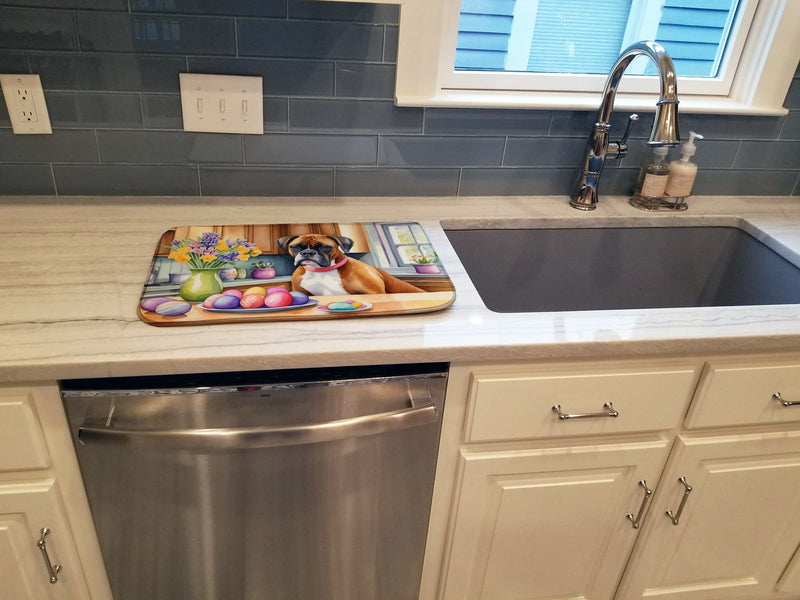 Decorating Easter Boxer Dish Drying Mat
