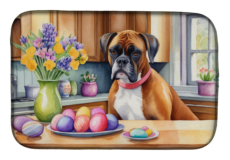 Decorating Easter Boxer Dish Drying Mat