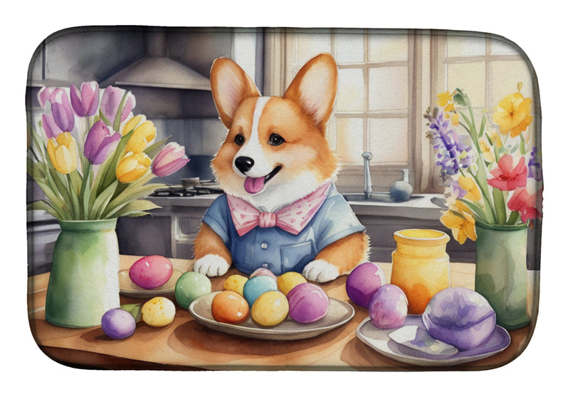 Decorating Easter Corgi Dish Drying Mat