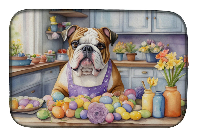 Decorating Easter English Bulldog Dish Drying Mat