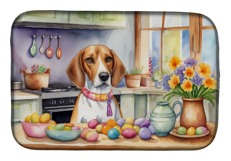 Decorating Easter English Foxhound Dish Drying Mat