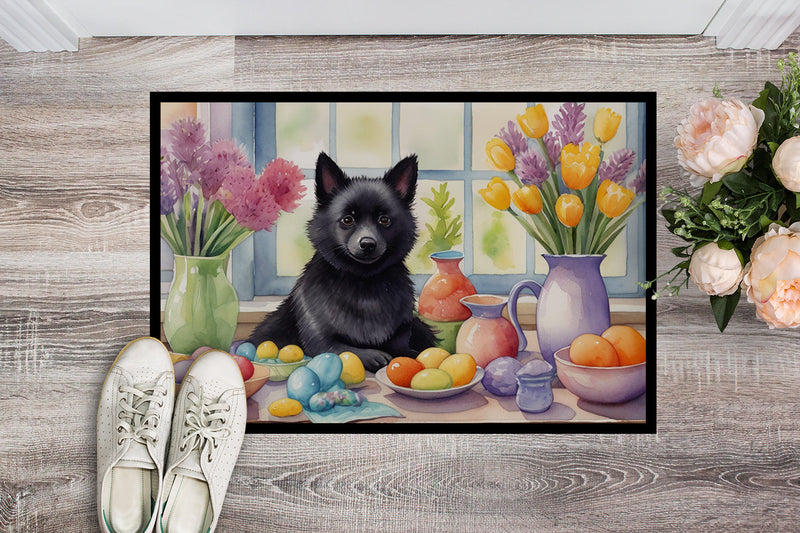 Decorating Easter Schipperke Doormat-24x36 Indoor / Outdoor Rug | Made in USA