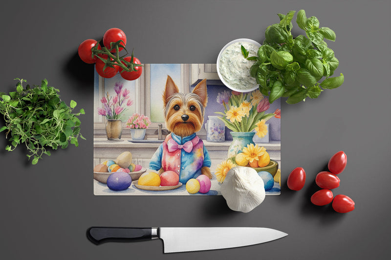 Decorating Easter Silky Terrier Glass Cutting Boards – Durable, Decorative Kitchen Art