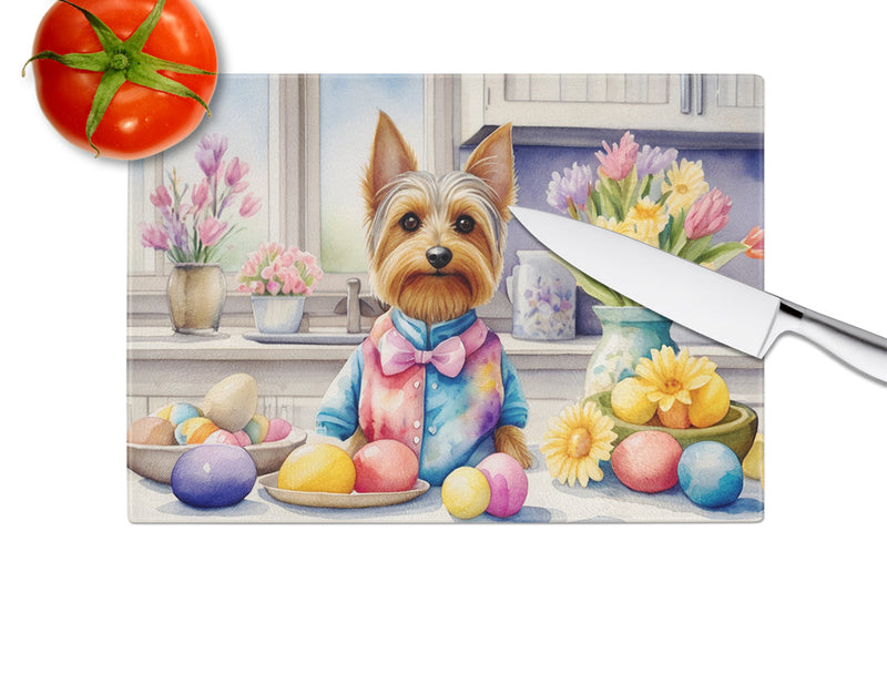 Decorating Easter Silky Terrier Glass Cutting Boards – Durable, Decorative Kitchen Art