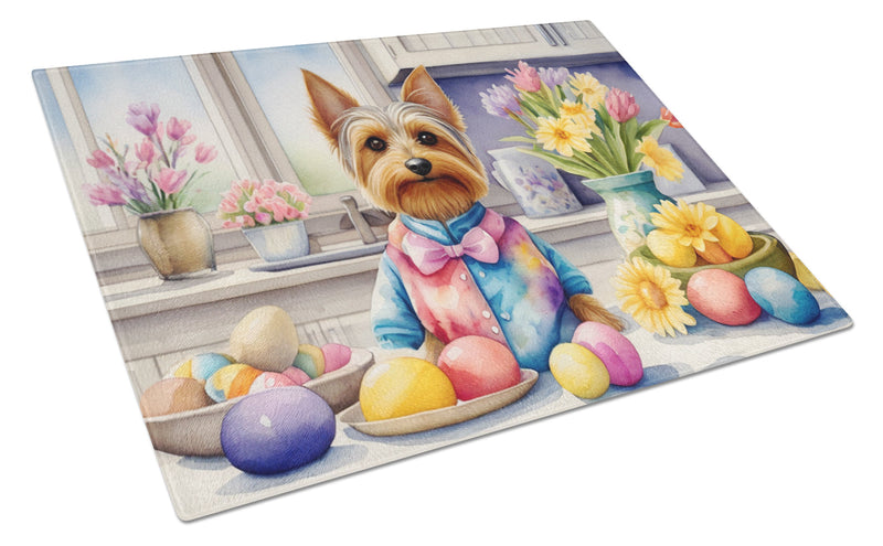 Decorating Easter Silky Terrier Glass Cutting Boards – Durable, Decorative Kitchen Art