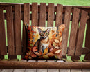 Abyssinian Cat in Fall Leaves Throw Pillow - 14x14 Decorative Pillow – Art for Your Home & Patio