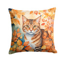 Aegean Cat in Fall Leaves Throw Pillow - 14x14 Decorative Pillow – Art for Your Home & Patio