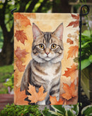 American Bobtail Fall Garden Flag - Cat in Fall Leaves - Cat-Themed Seasonal Yard Decor