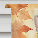 American Shorthair Cat in Fall Leaves House Flag