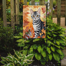 American Shorthair Fall Garden Flag - Cat in Fall Leaves - Cat-Themed Seasonal Yard Decor
