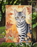 American Shorthair Fall Garden Flag - Cat in Fall Leaves - Cat-Themed Seasonal Yard Decor