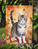 American Wirehair Fall Garden Flag - Cat in Fall Leaves - Cat-Themed Seasonal Yard Decor