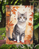 American Wirehair Fall Garden Flag - Cat in Fall Leaves - Cat-Themed Seasonal Yard Decor