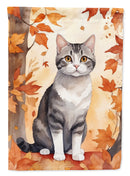 American Wirehair Fall Garden Flag - Cat in Fall Leaves - Cat-Themed Seasonal Yard Decor