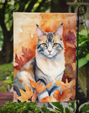 Aphrodite Giant Fall Garden Flag - Cat in Fall Leaves - Cat-Themed Seasonal Yard Decor
