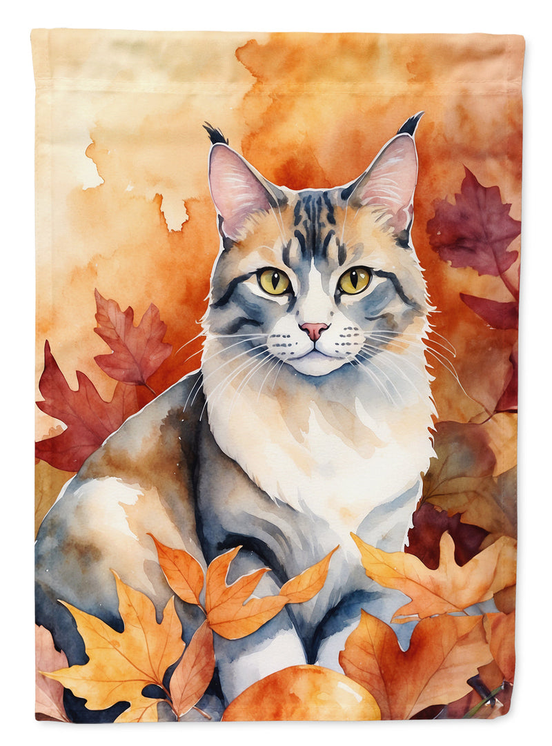 Aphrodite Giant Fall Garden Flag - Cat in Fall Leaves - Cat-Themed Seasonal Yard Decor
