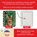 Abyssinian Cat By the Christmas Tree Porcelain Ornament