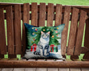 Aegean Cat By the Christmas Tree Throw Pillow - 14x14 Decorative Pillow – Art for Your Home & Patio