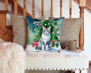 Aegean Cat By the Christmas Tree Throw Pillow - 14x14 Decorative Pillow – Art for Your Home & Patio